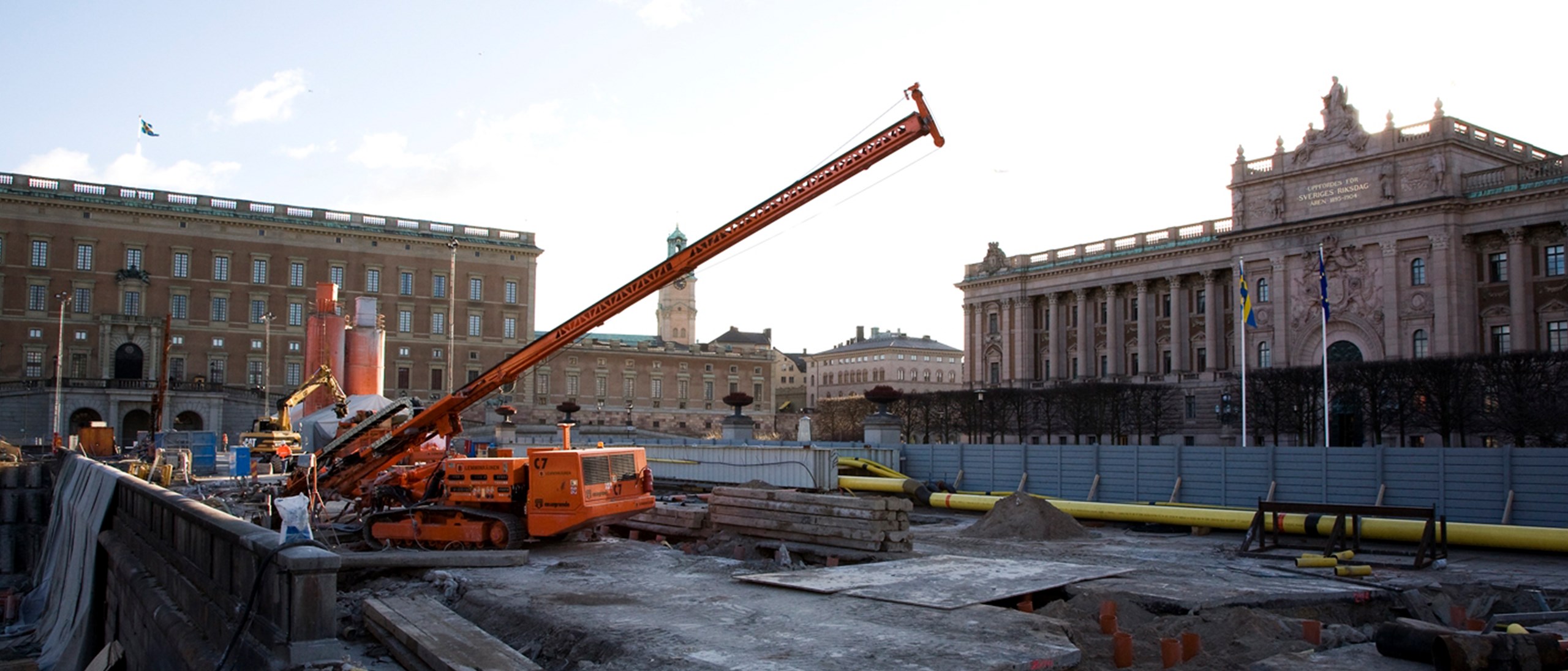 Arbetsplats Norrbro med slottet i bakgrunden